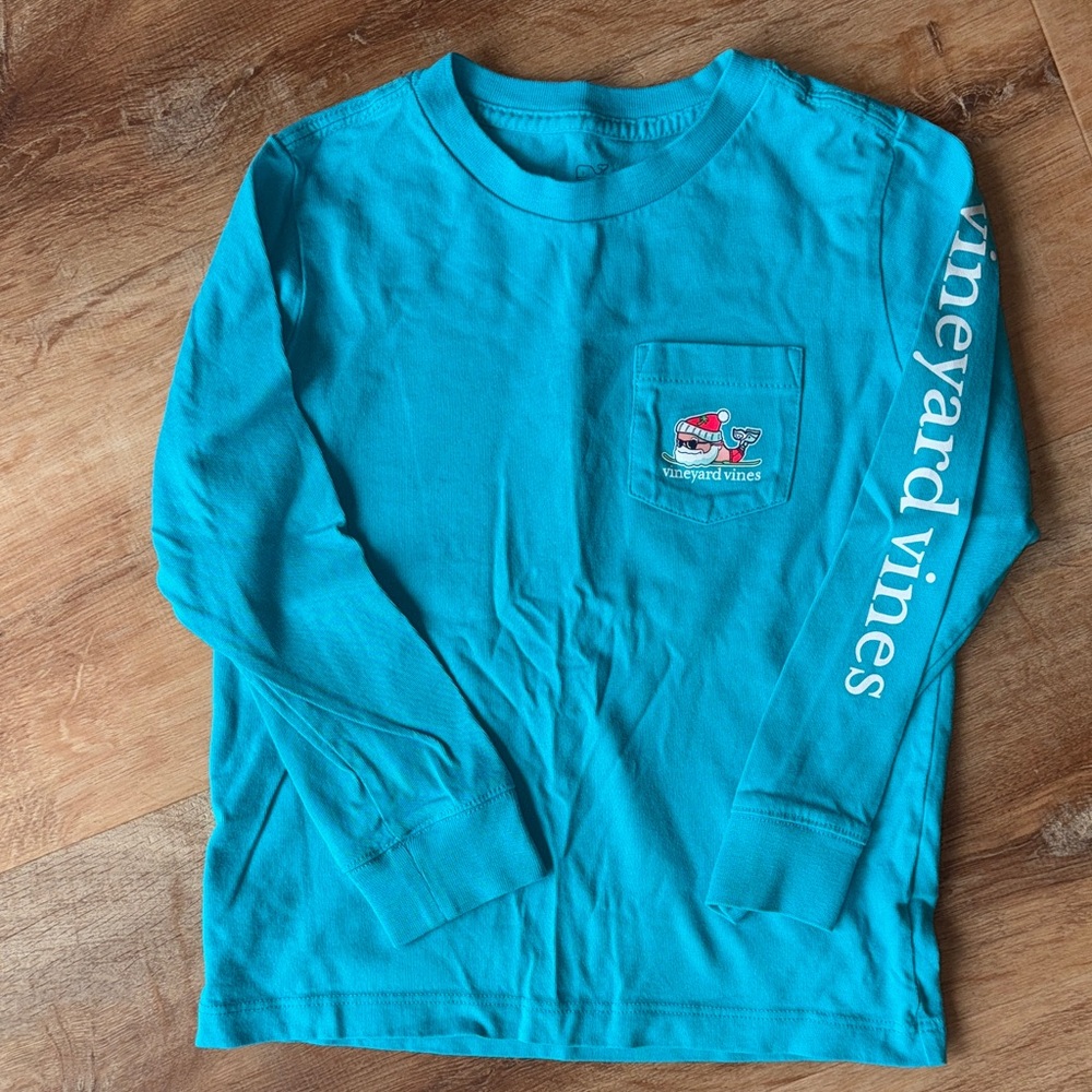Vineyard Vines Kids Teal Christmas Shirt